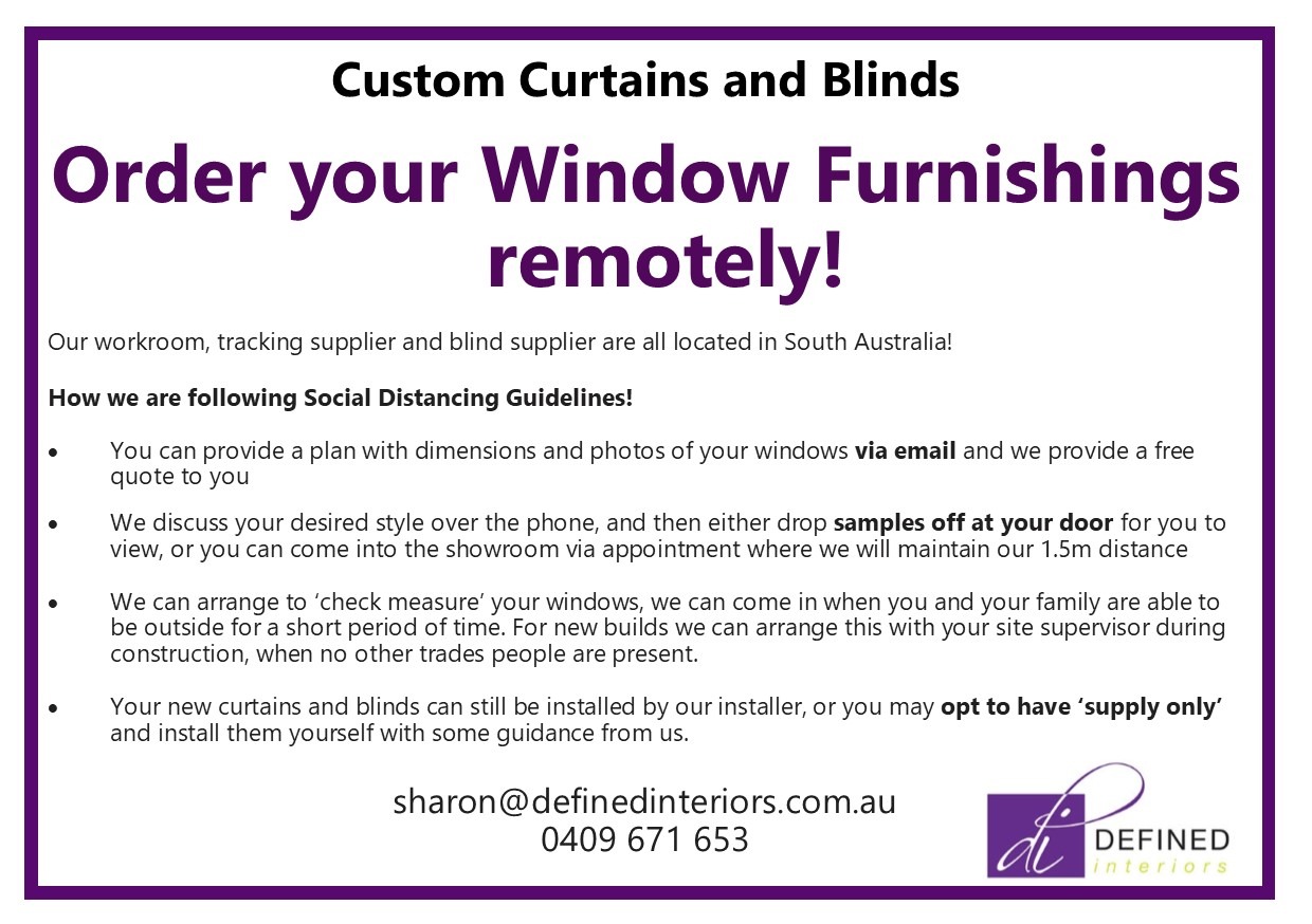 Curtains & Blinds See Us for Range, Advice & Installation Barossa, Gawler, Adelaide